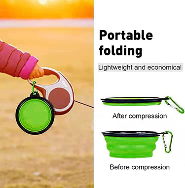 Silicone folding bowl with 2 handle +1 metal hook L